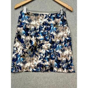 Swing Control Floral Print A-Line Mini Skort Sz 6 Blue Brown Golf Chic Stretch